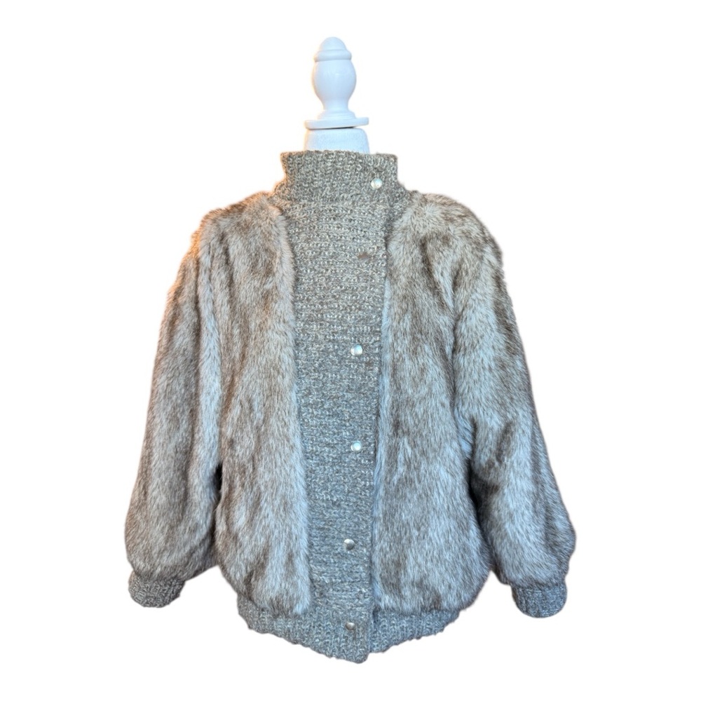 Vintage Sportowne Faux Fur & Knit Coat – 1950s/1960s Union Made USA